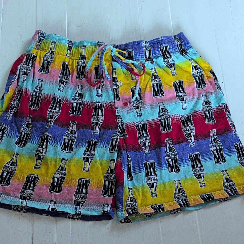 Official Coca Cola All Over Print Rainbow Shorts Mens Medium Coke Bottle